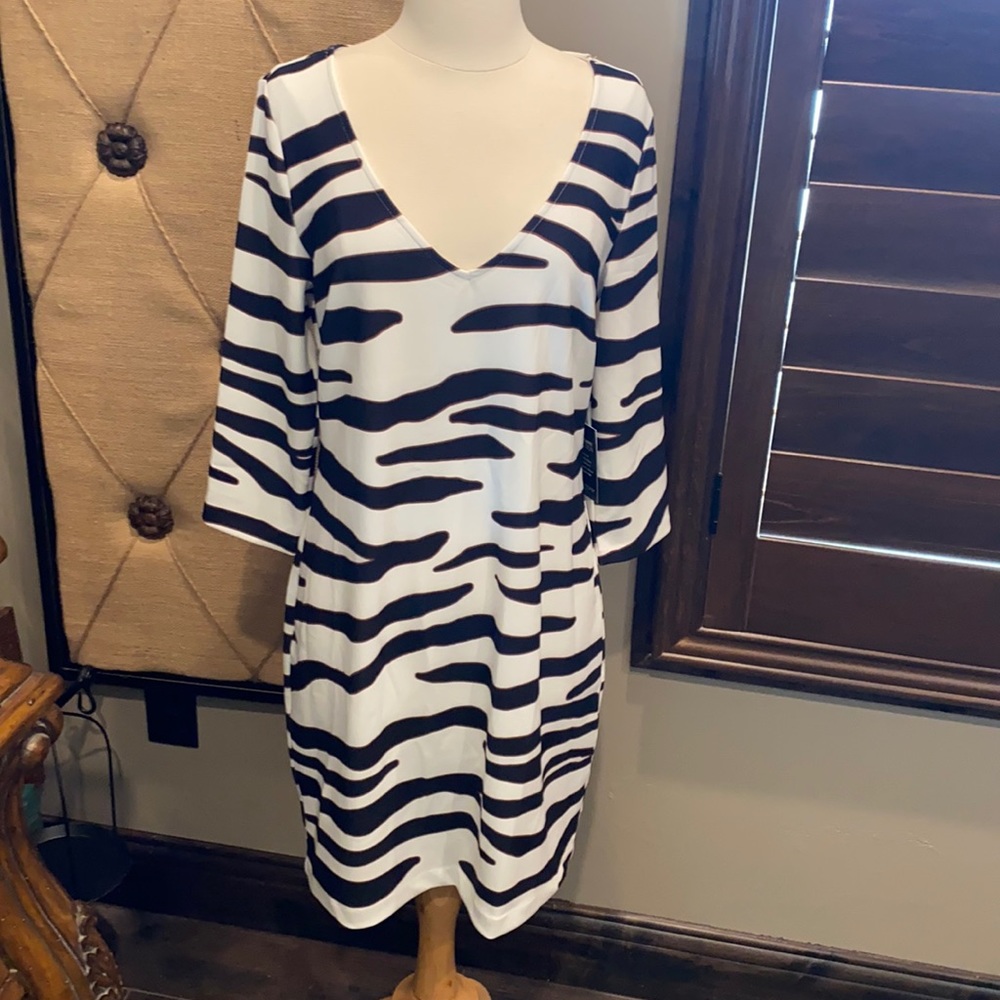 V Neck Boston Proper Zebra Print Dress